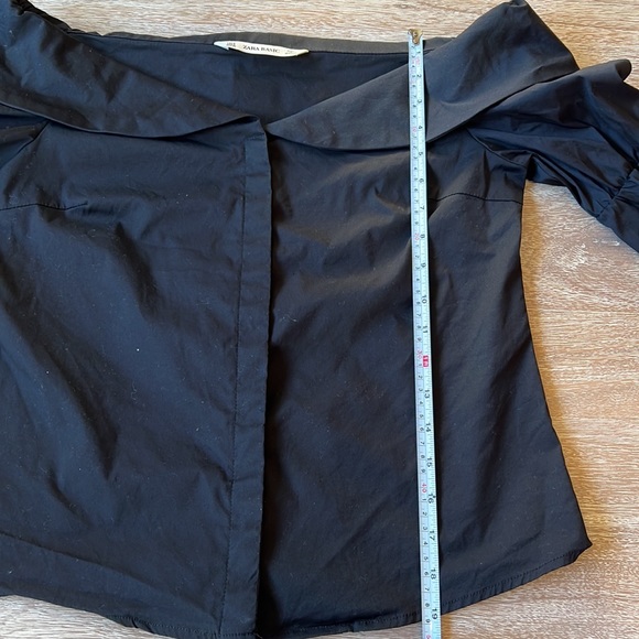 Zara Off Shoulder Button Up 3/4 Sleeve Black Shirt Size M - Picture 9 of 11